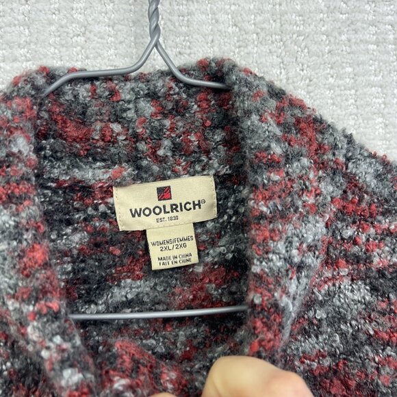 Woolrich Button Up Sweater Black / Red Women Size 2XL Wool Blend 9641 Cozy Knit - Picture 5 of 12